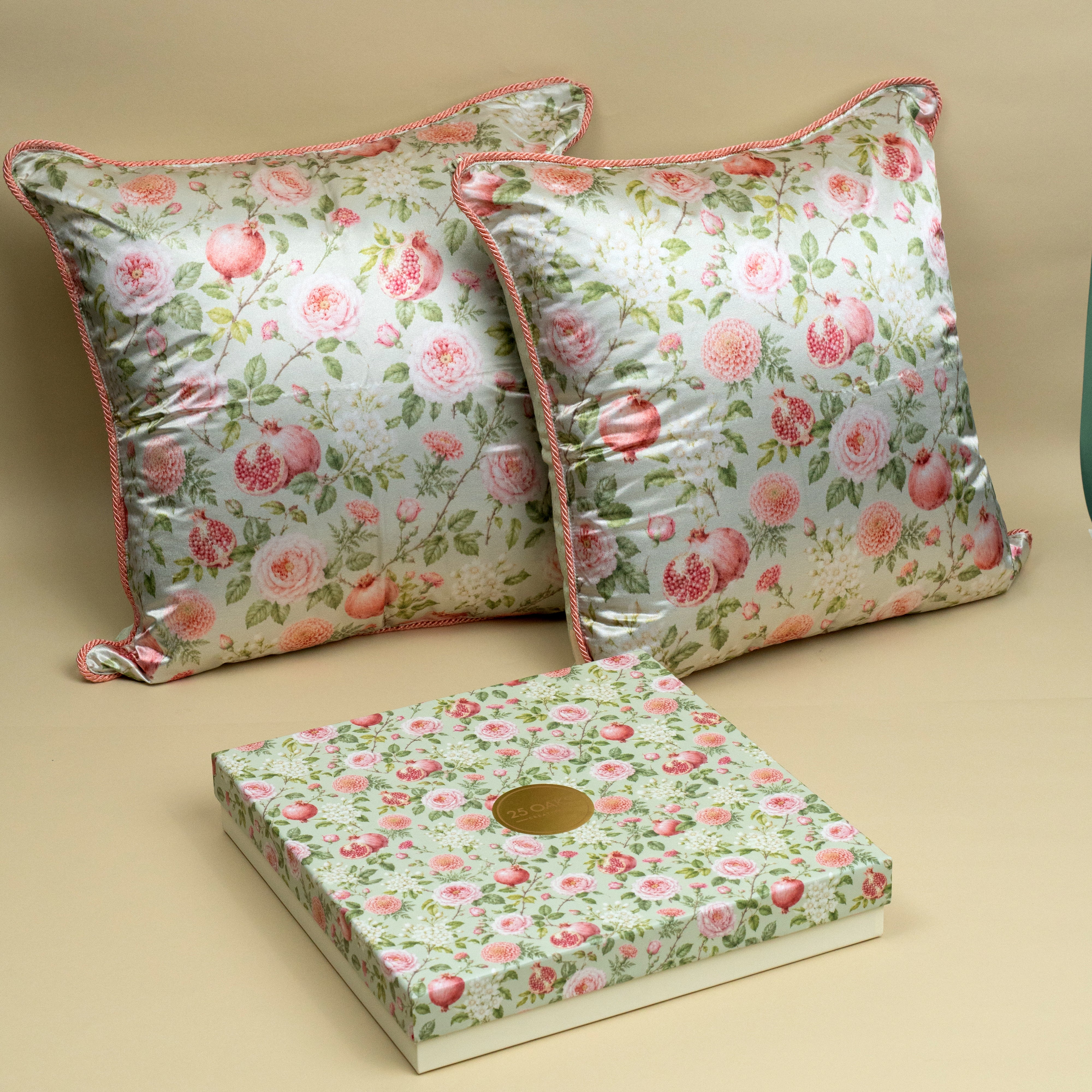 The Veranda set of two floral cushion covers with pomegranate print