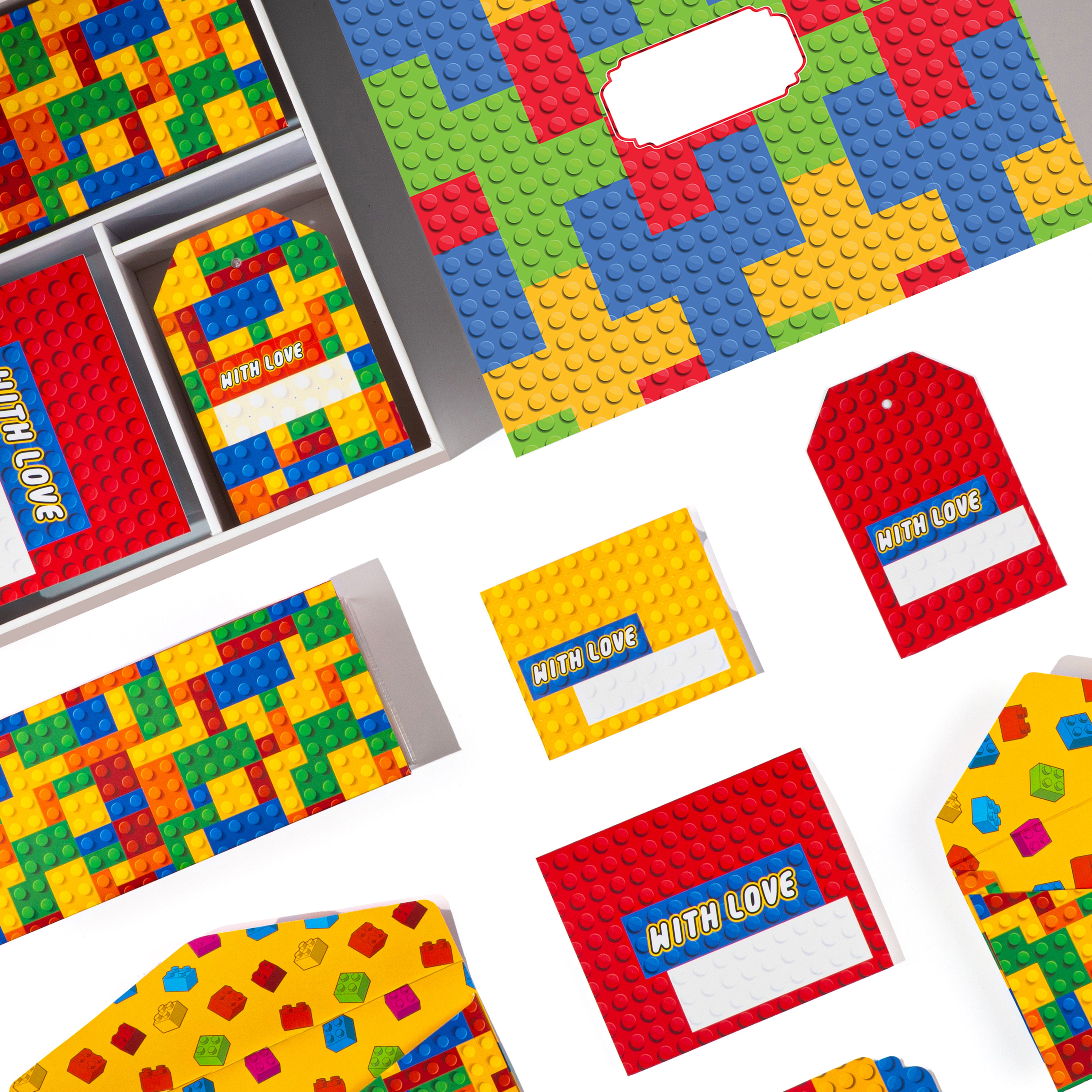 Colourful geometric patterned gifter set with a playful textured finish, designed for joyful and festive gifting occasions.