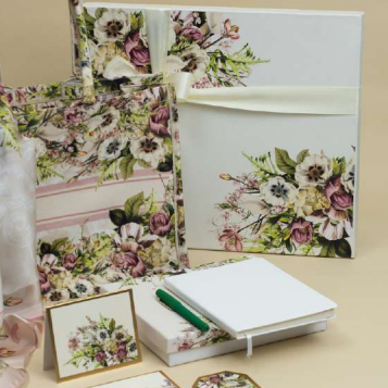 The Muse gift set with floral scarf, tote bag, stationery and diary