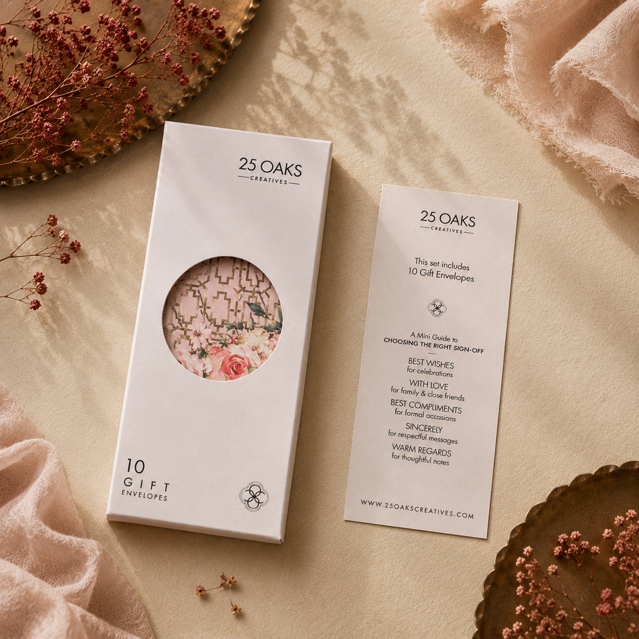 Romantic floral gift envelope design with contemporary patterned artwork and elegant pastel styling.