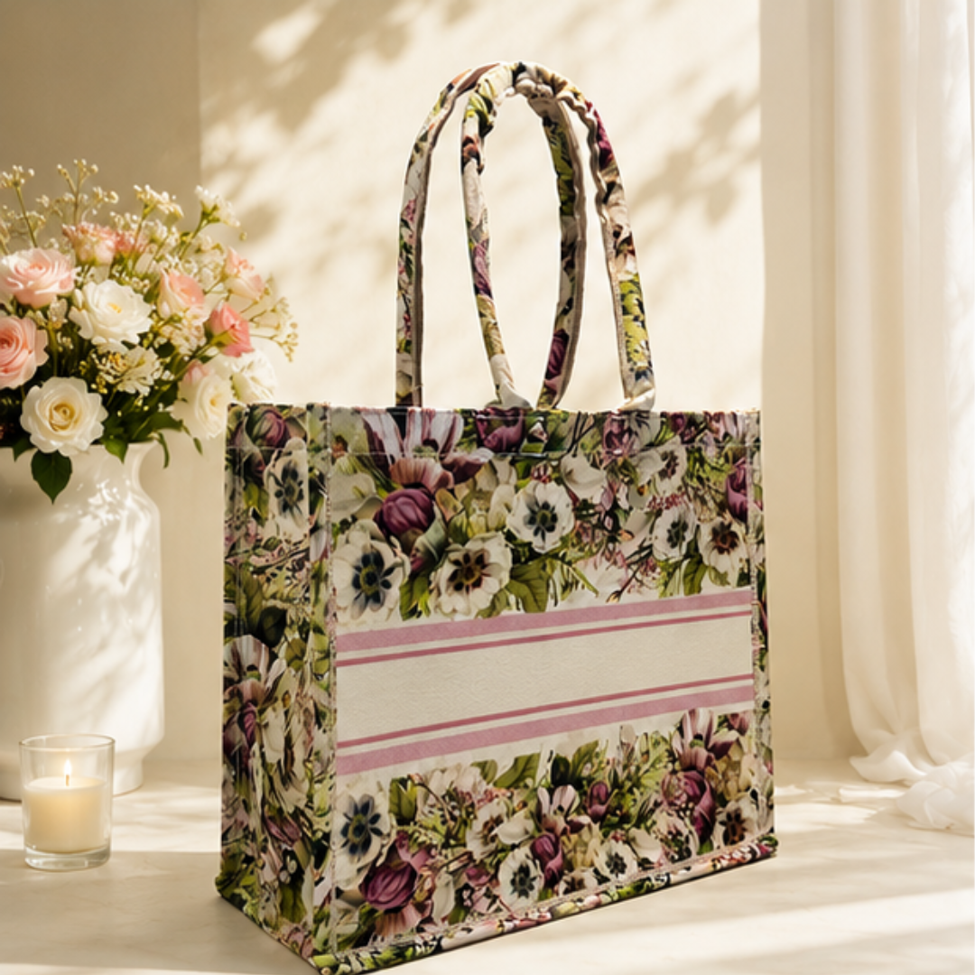 Ivory Bouquet Canvas Tote Bag