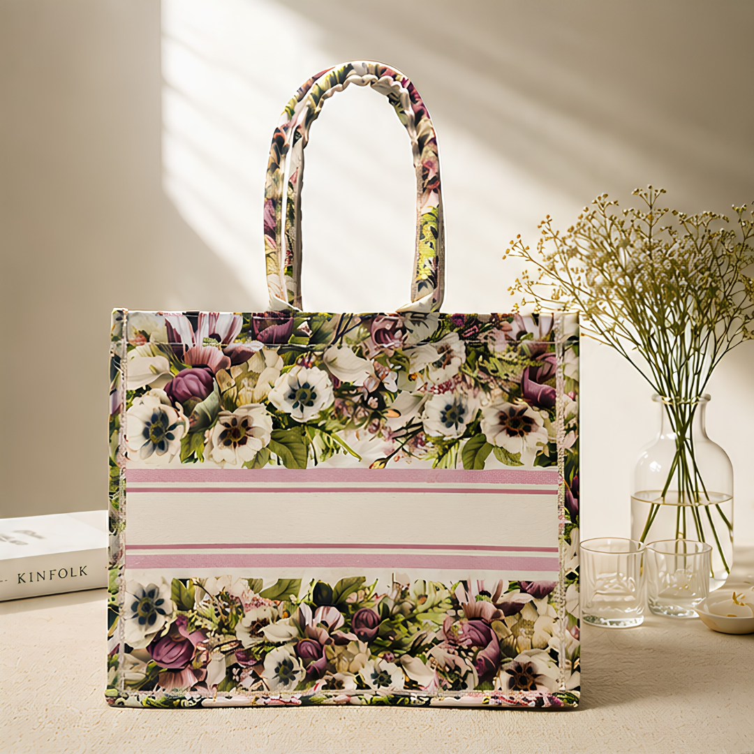 Ivory Bouquet Canvas Tote Bag