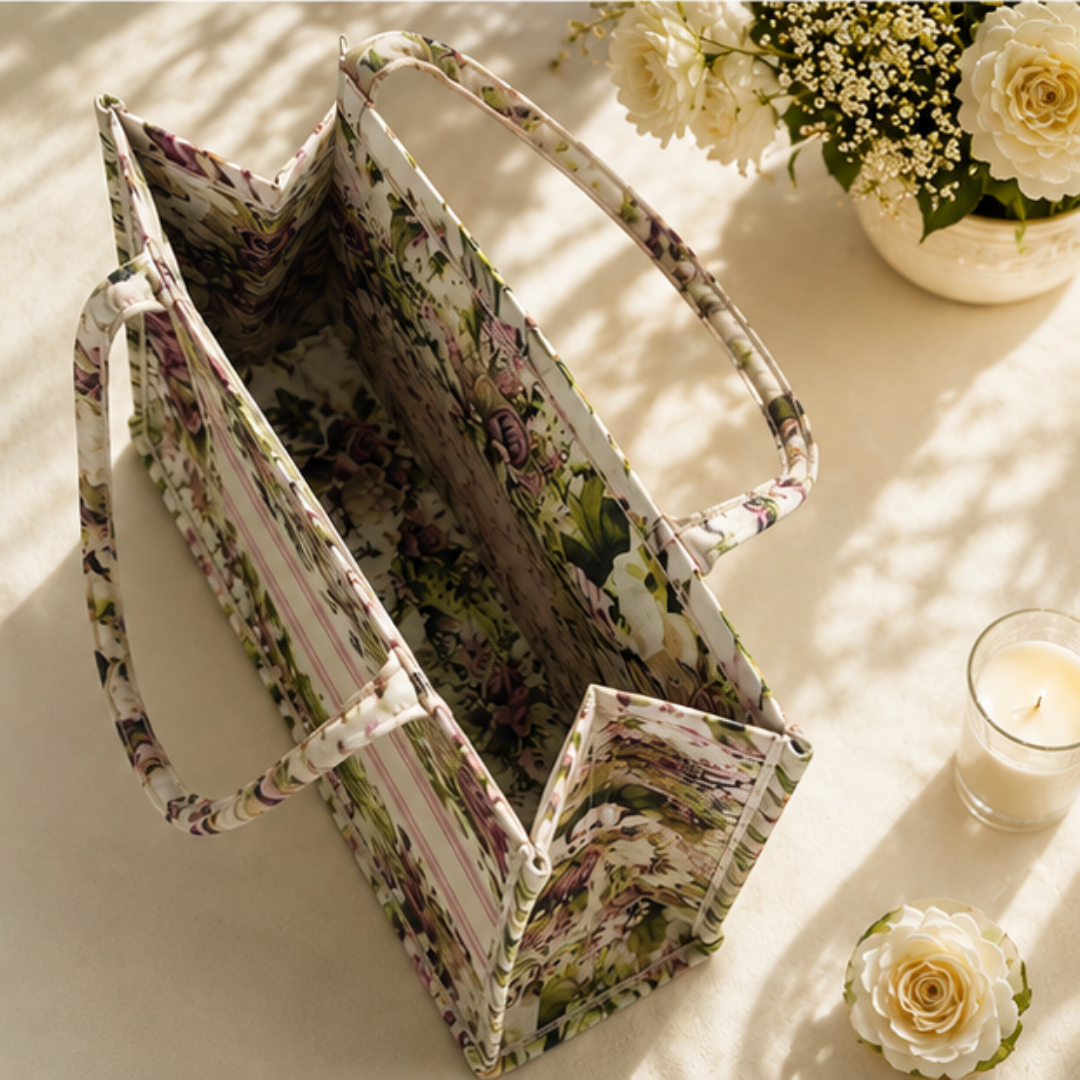 Ivory Bouquet Canvas Tote Bag