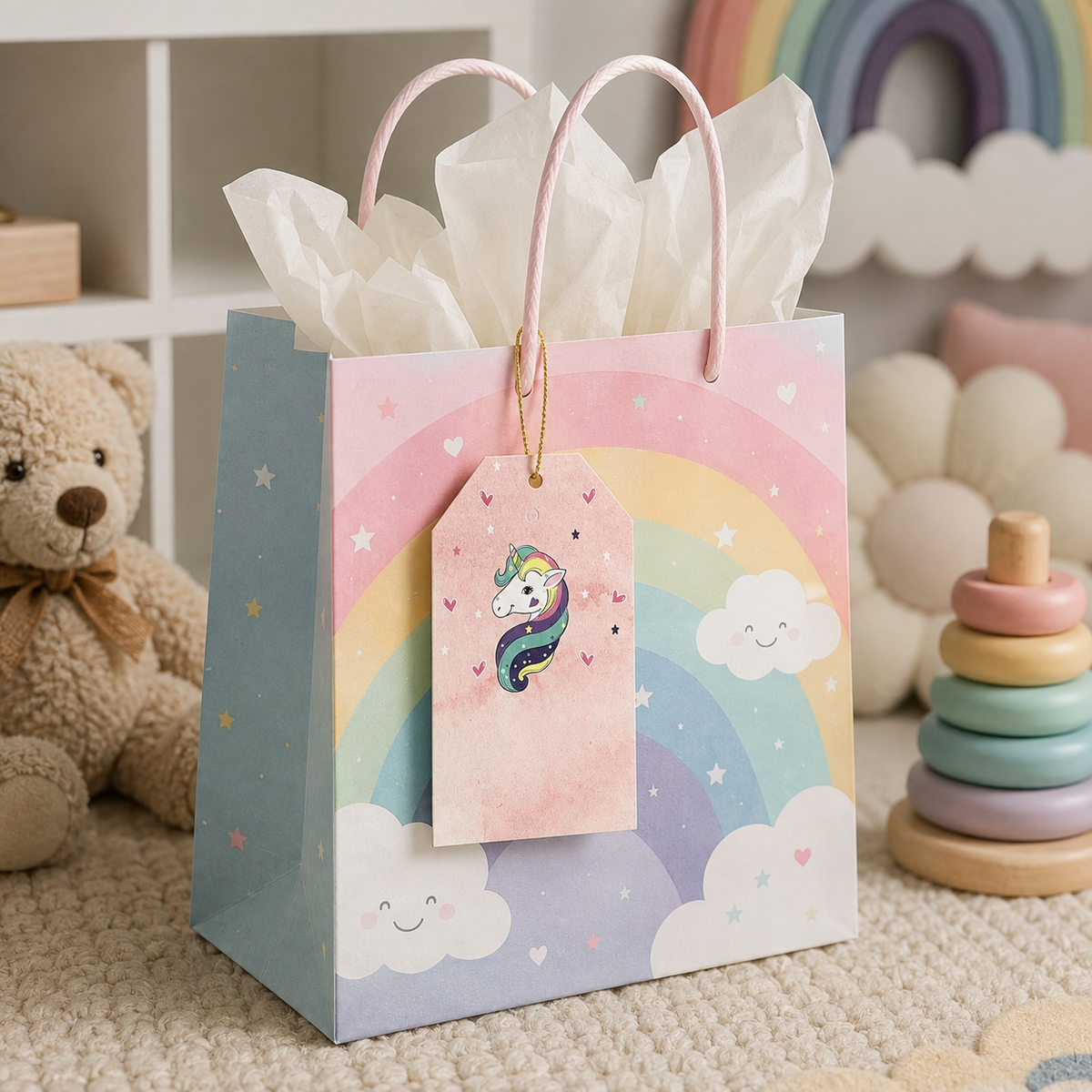 Kids hanging tag for return favours and gift packaging from the Magic Whimsy collection
