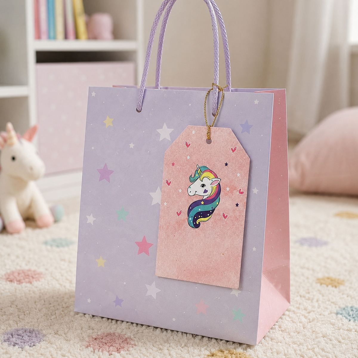 Decorative Magic Whimsy hanging tag with playful children’s design for gift bags and hampers