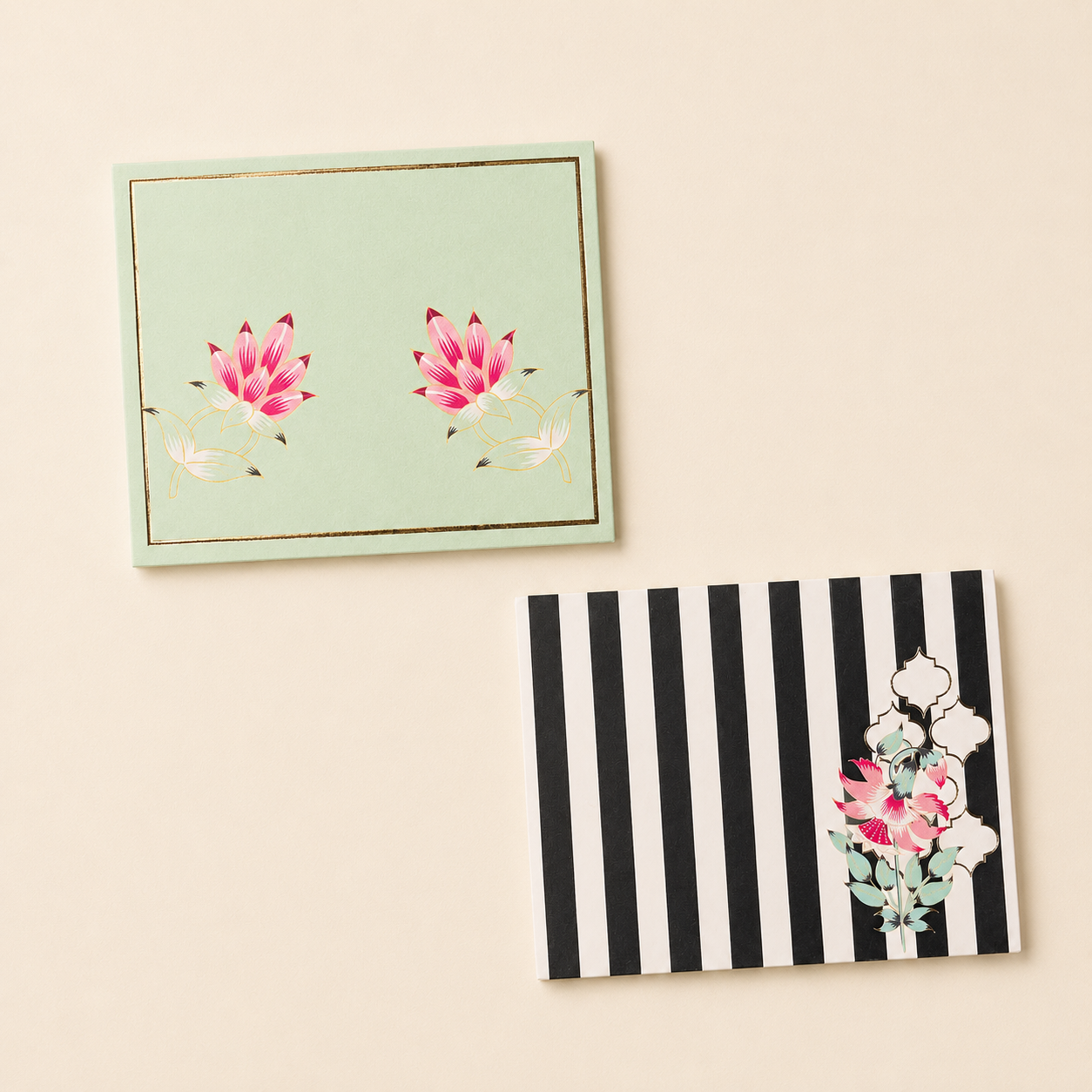 Regal Noir stationery set with decorative gift card and coordinating printed envelope