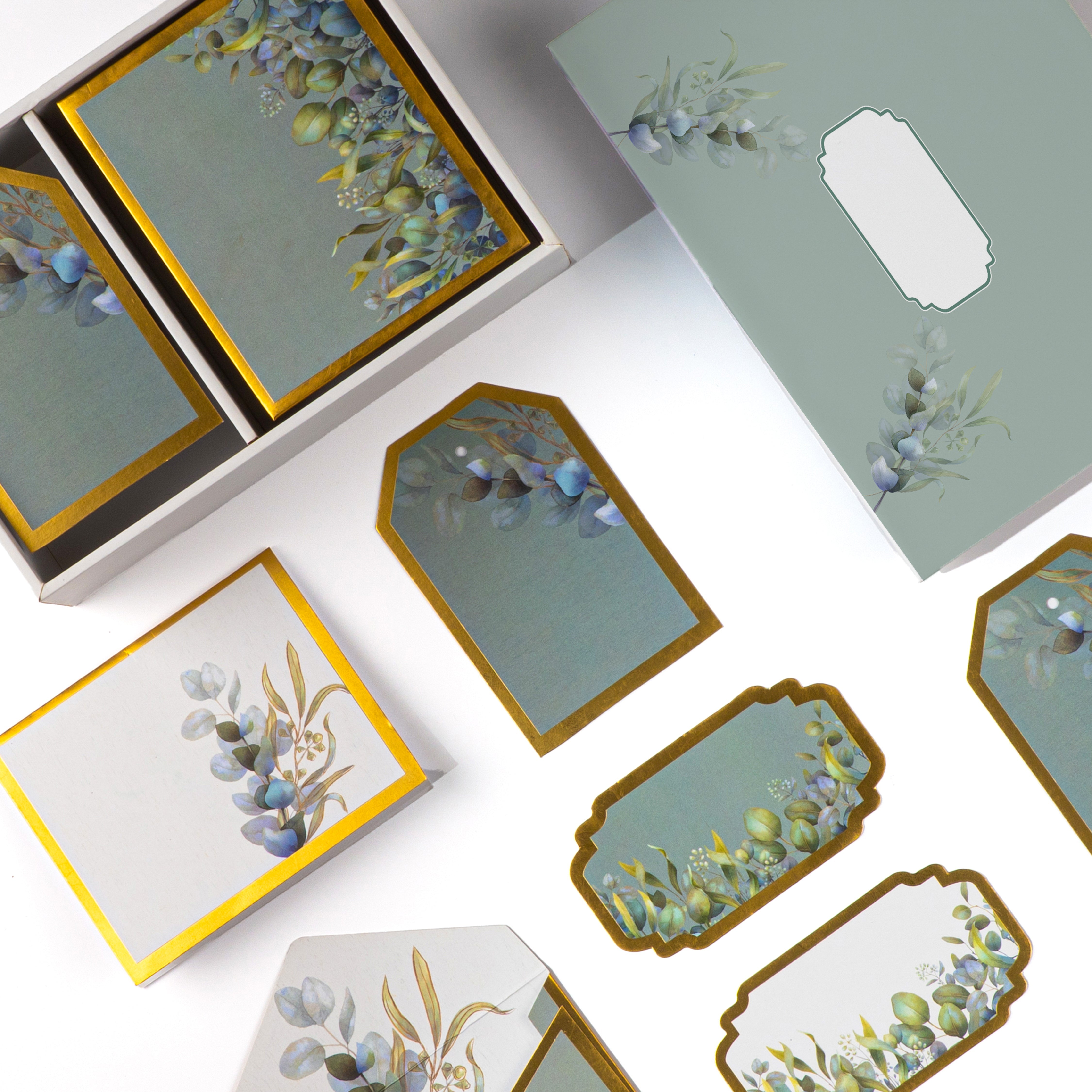 Elegant and luxury stationery set with gold borders, perfect for gifting or personal use.