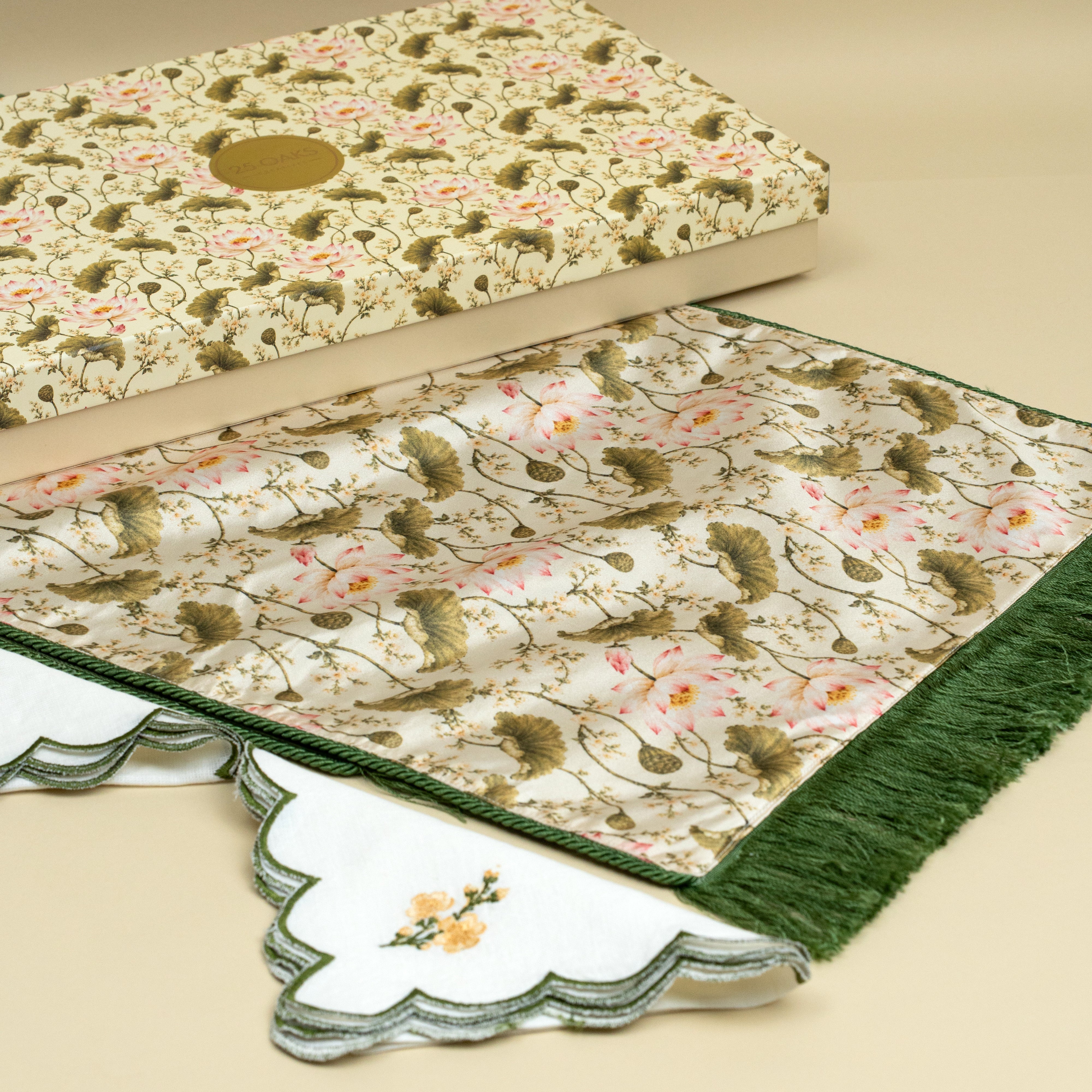The Place Setting festive gift set with floral table runner and four dinner napkins