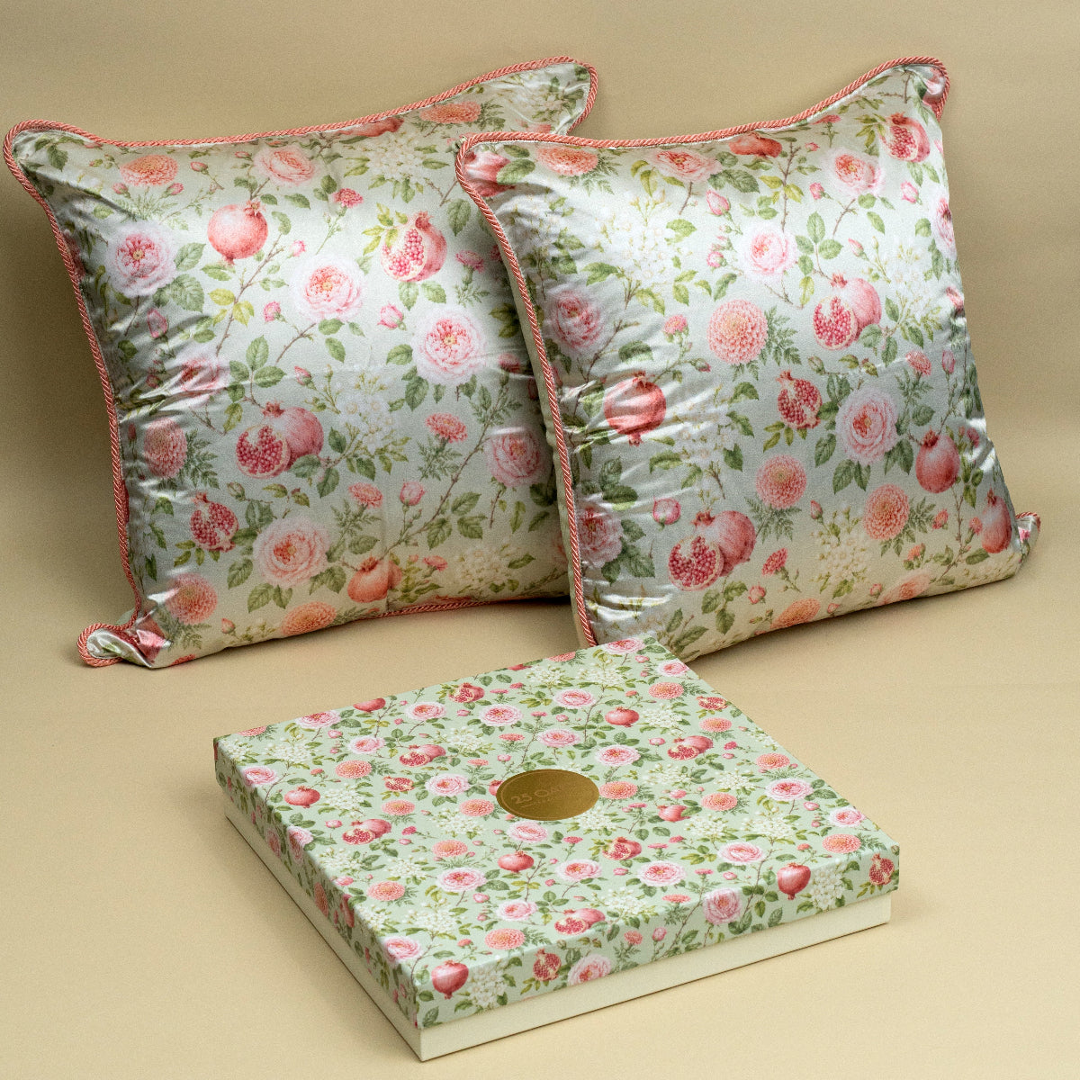 The Veranda set of two floral cushion covers with pomegranate print