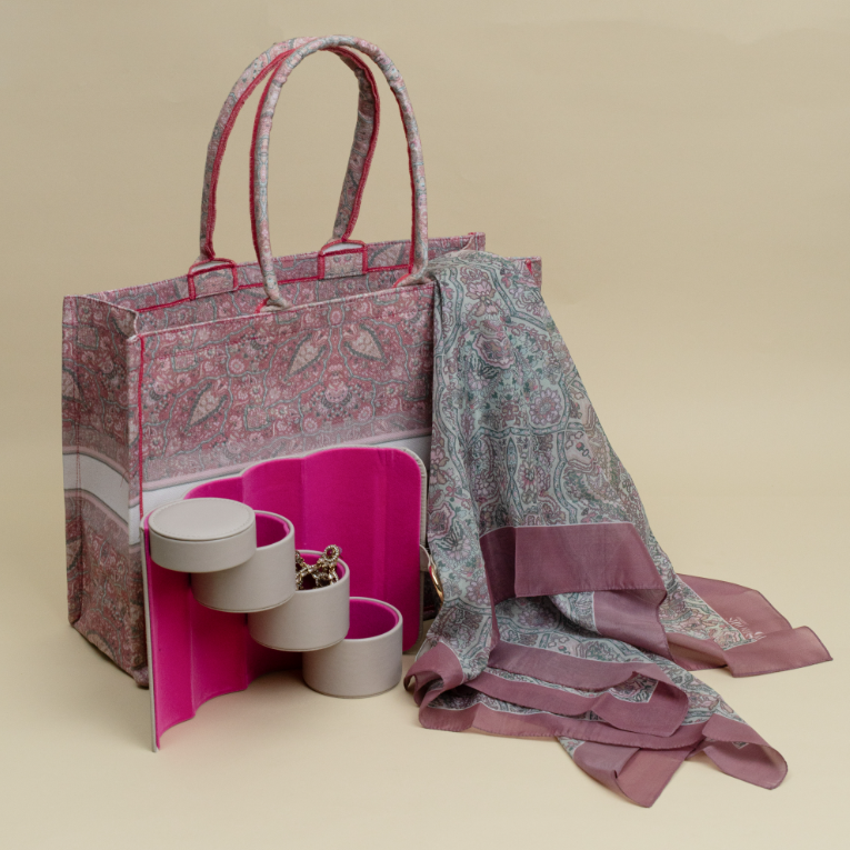 The Accessory Edit tote bag, scarf and jewellery box gift set
