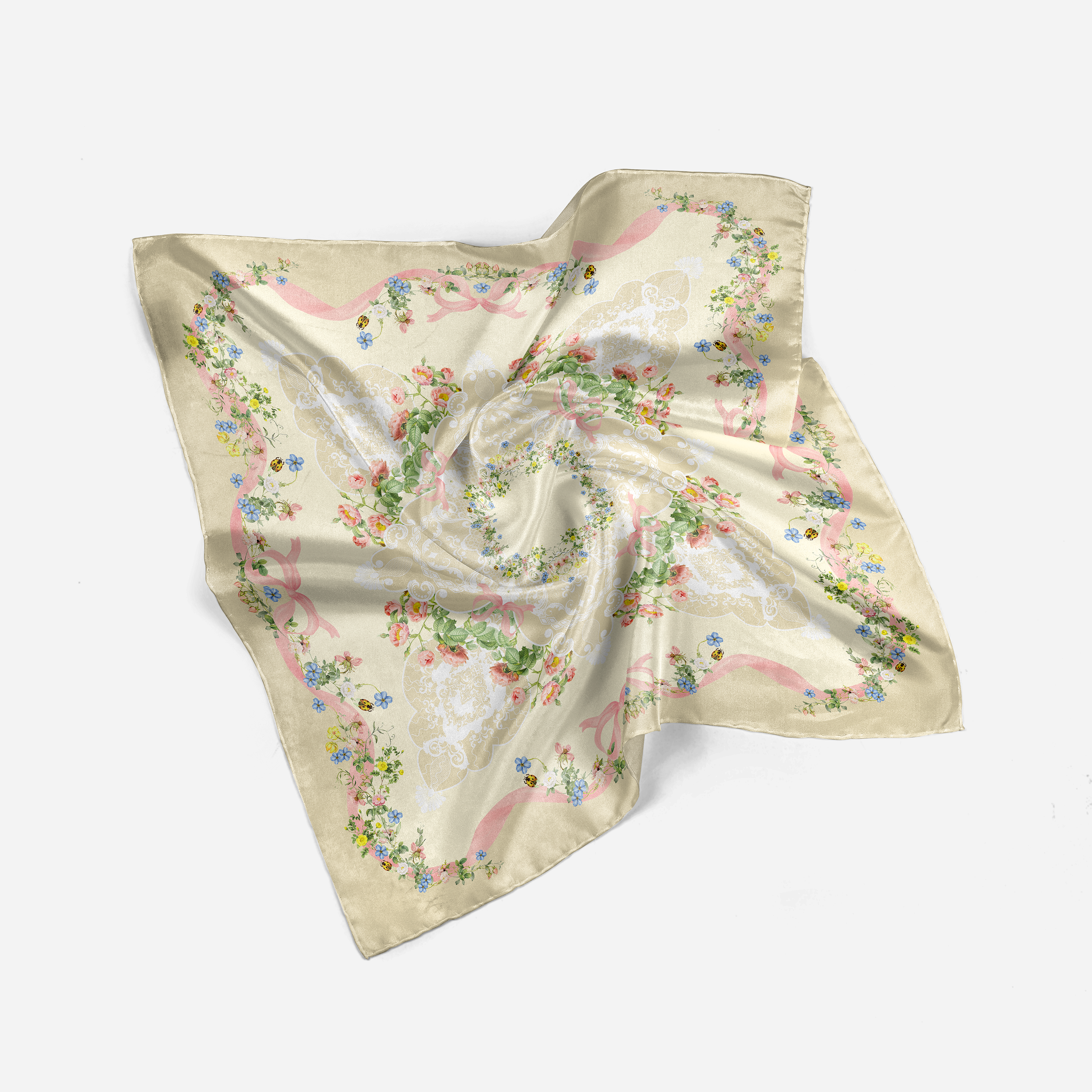 Heritage Garden scarf with detailed botanical floral print