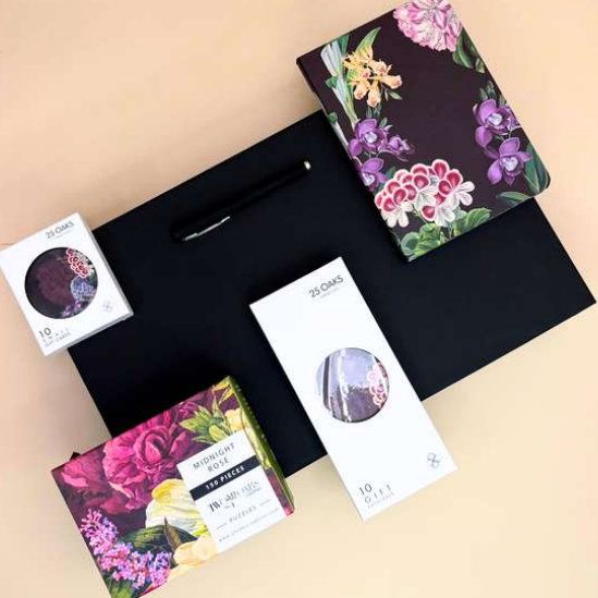 The Little Things stationery set with floral diary, folded cards, puzzle, money envelope and pen