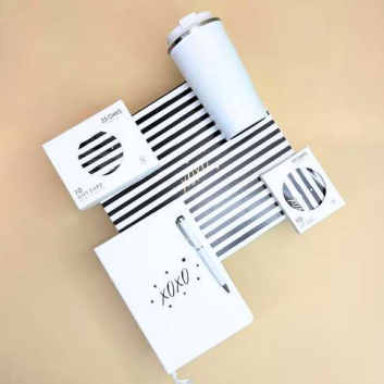 The Sip & Scribble Set with coffee flask, diary, pen and gift cards