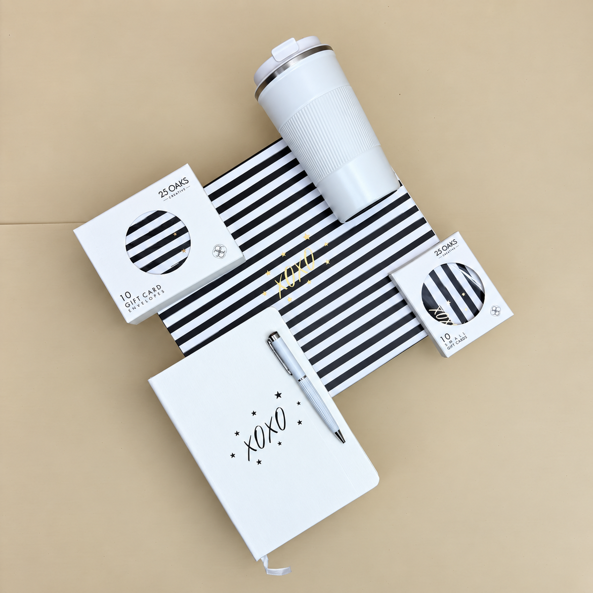 The Sip & Scribble Set with coffee flask, diary, pen and gift cards