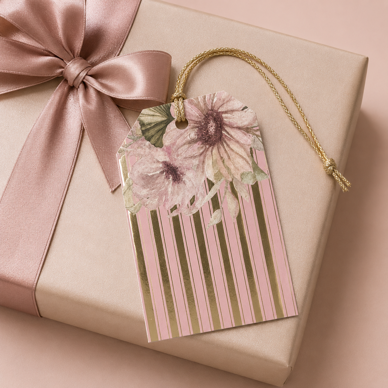 Elegant floral hanging tag from the Ginko Love collection for premium gifting